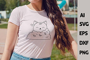 Funny Autumn Kawaii Cats Outline, an Animal Illustration by ARTify Illustrations (Thumbnail 3 of 7)