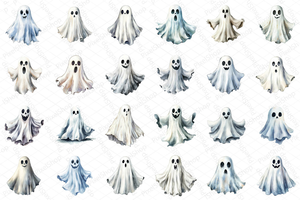 Halloween Ghost Clipart, an Illustration by DreamPrint404 (Photo 2 of 6)