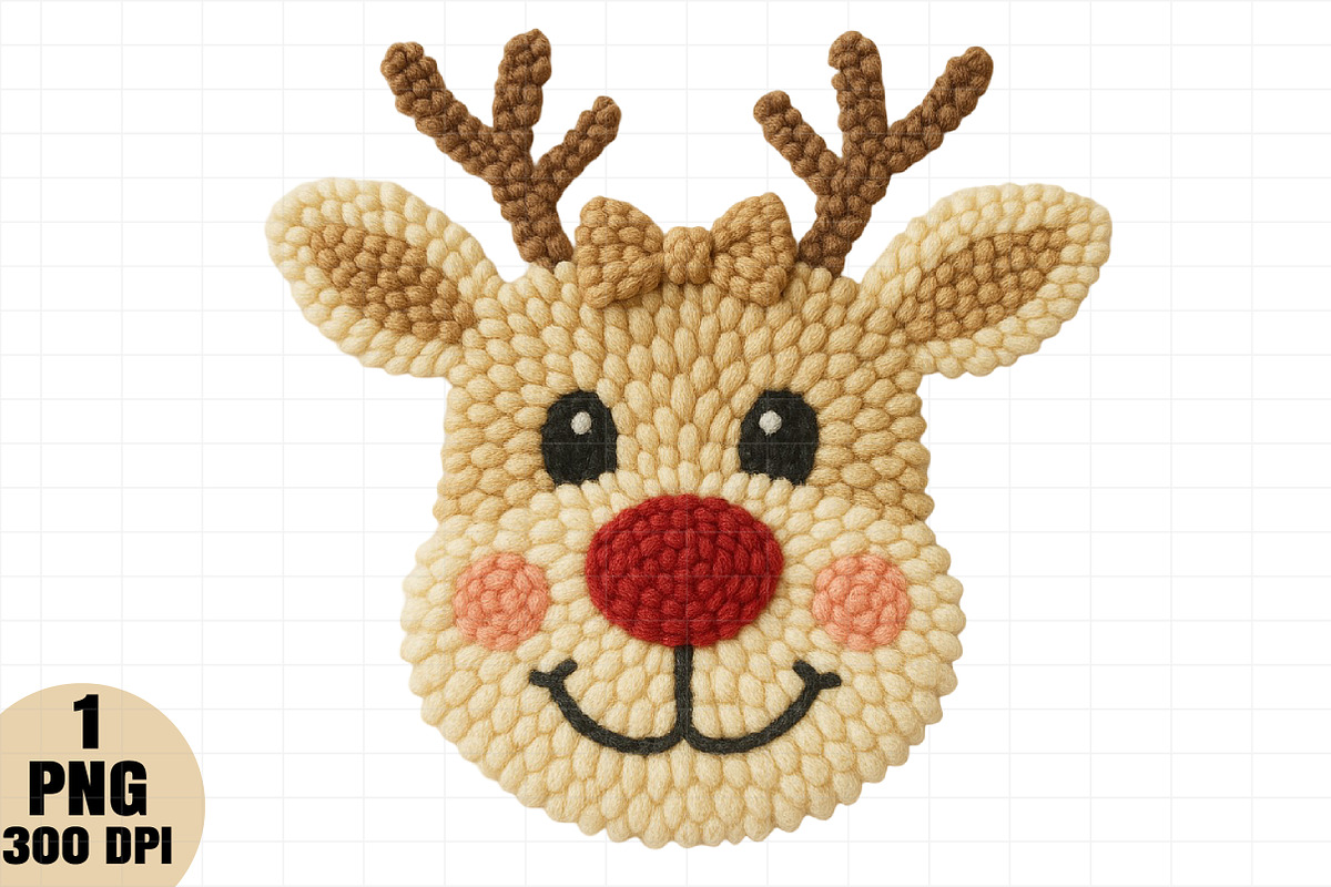Patchwork Yarn Crochet Reindeer Bow, an Illustration by Daily.Designs (Photo 1 of 5)