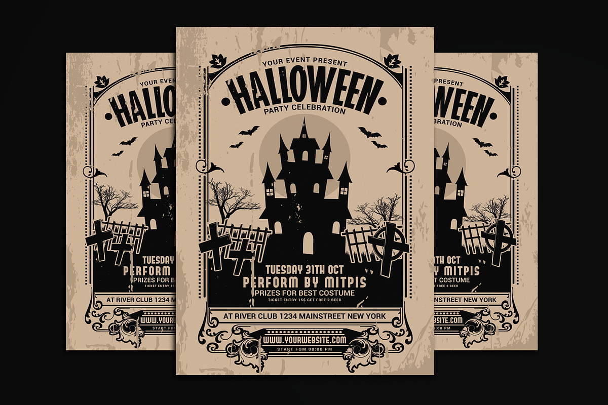 Halloween Party Vintage Flyer, a Flyer Template by Muhamad Iqbal hidayat (Photo 1 of 4)