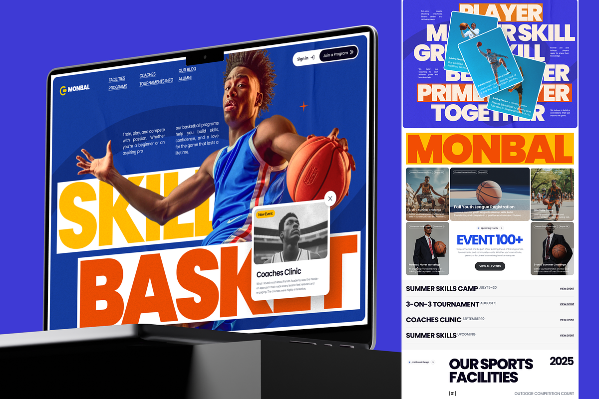 Monbal - Basketball Event Community, an UI Kit Template by Sans Design