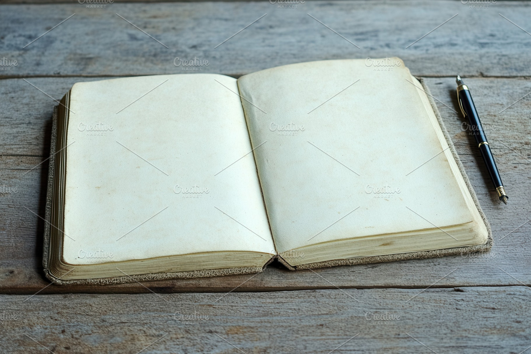Blank notebook open on wooden table, a Photo by Pavel_design