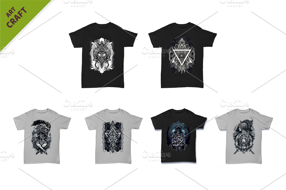 Big Bundle T-Shirt-designs. Mystic, a Pattern Graphic by KENO Mascots (Photo 4 of 4)