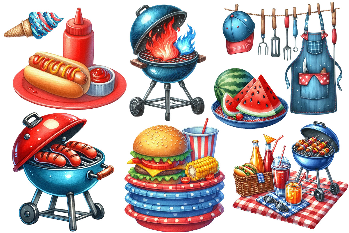 Summer BBQ Party Clipart, an Illustration by Designworld (Photo 3 of 6)