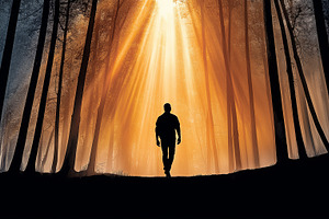 Silhouette of a man walking in dark, a Nature Photo by MistyDay