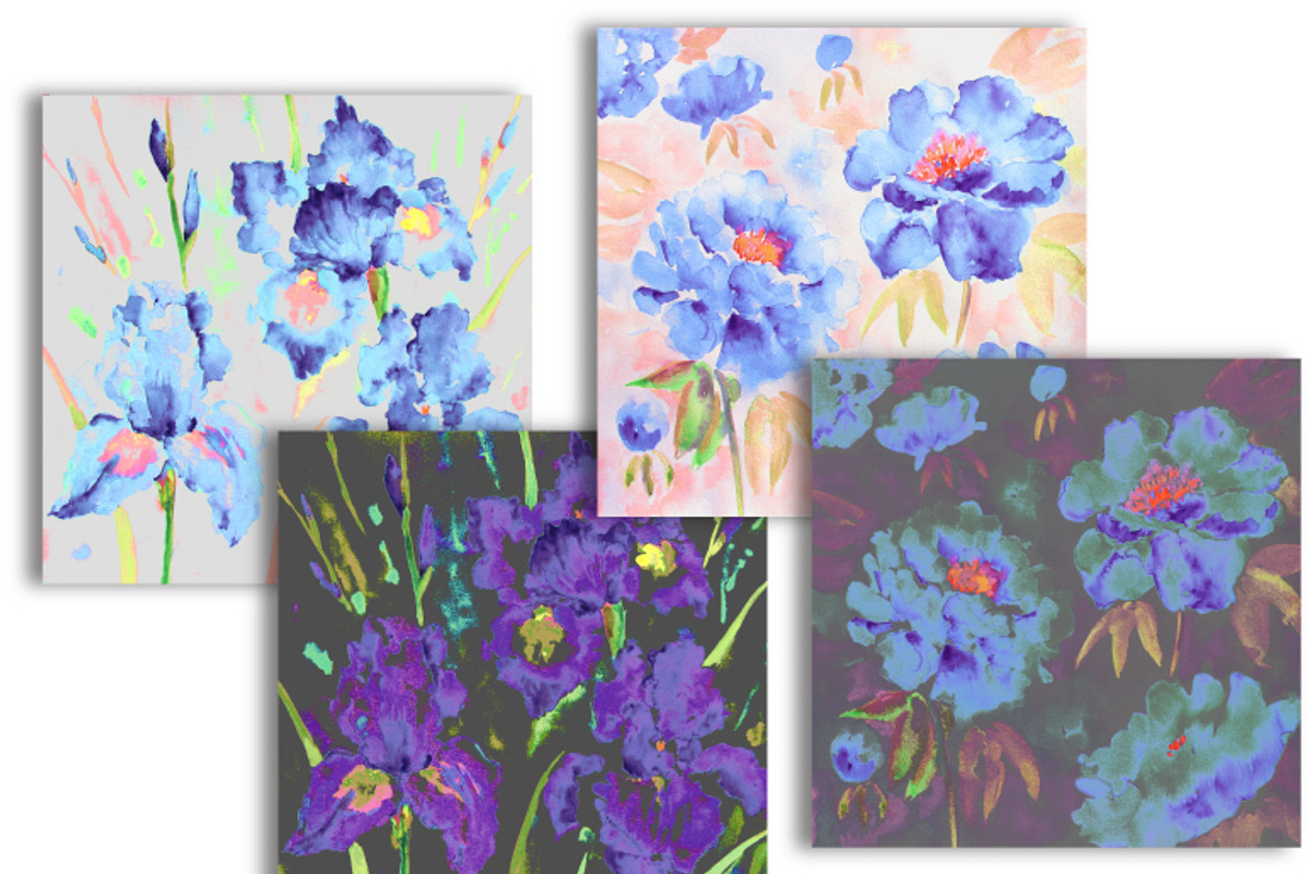 Watercolor Floral Pattern Purple preview 3