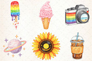 Retro Groovy Summer Clipart, an Illustration by Libby Wishes (Thumbnail 2 of 7)