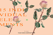 Faded Roses Watercolor, an Object Illustration by Volga_Store (Thumbnail 2 of 9)