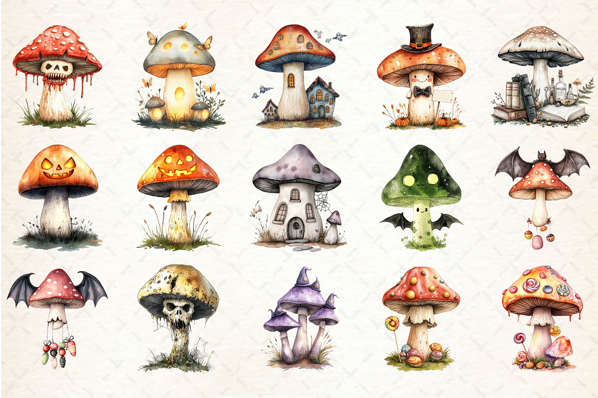 Magic Mushroom Halloween Clipart, a Seasonal Illustration by Rose Art (Photo 2 of 7)