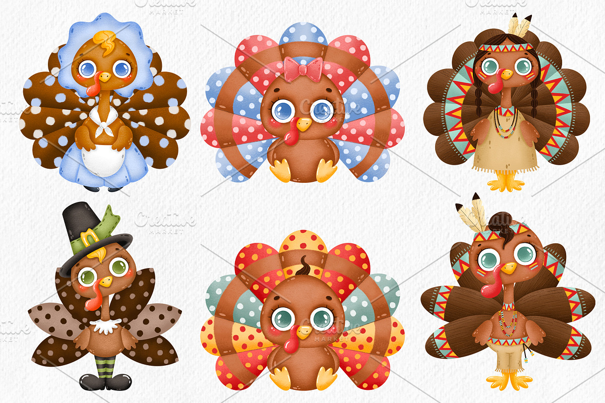 Thanksgiving Turkey Clipart, an Illustration by BonbonnyDesigns (Photo 2 of 4)