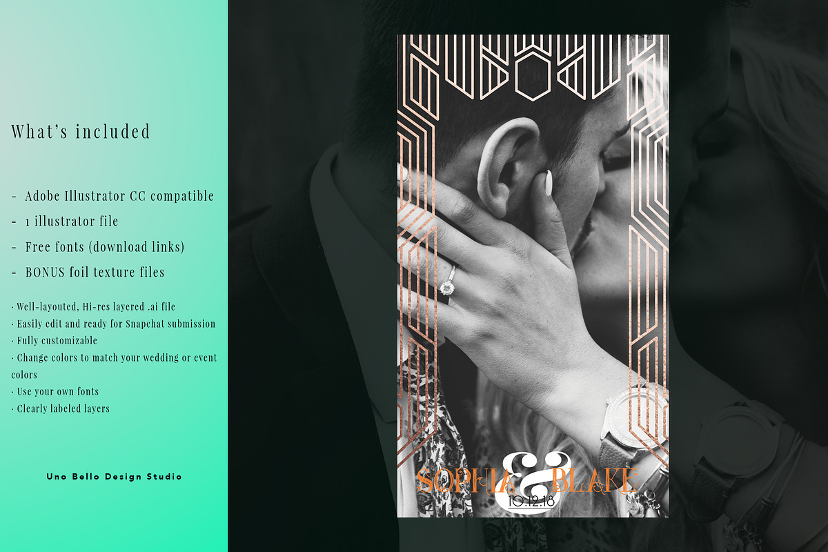 Art Deco Wedding Geofilter, a Social Media Template by Uno Bello Design Studio (Photo 3 of 3)