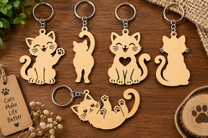 Cute Funny Cat Keychain SVG File