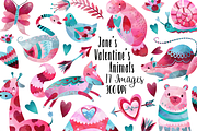 Valentines Day Animals Clipart, an Animal Illustration by DigitalArtsi (Thumbnail 1 of 2)