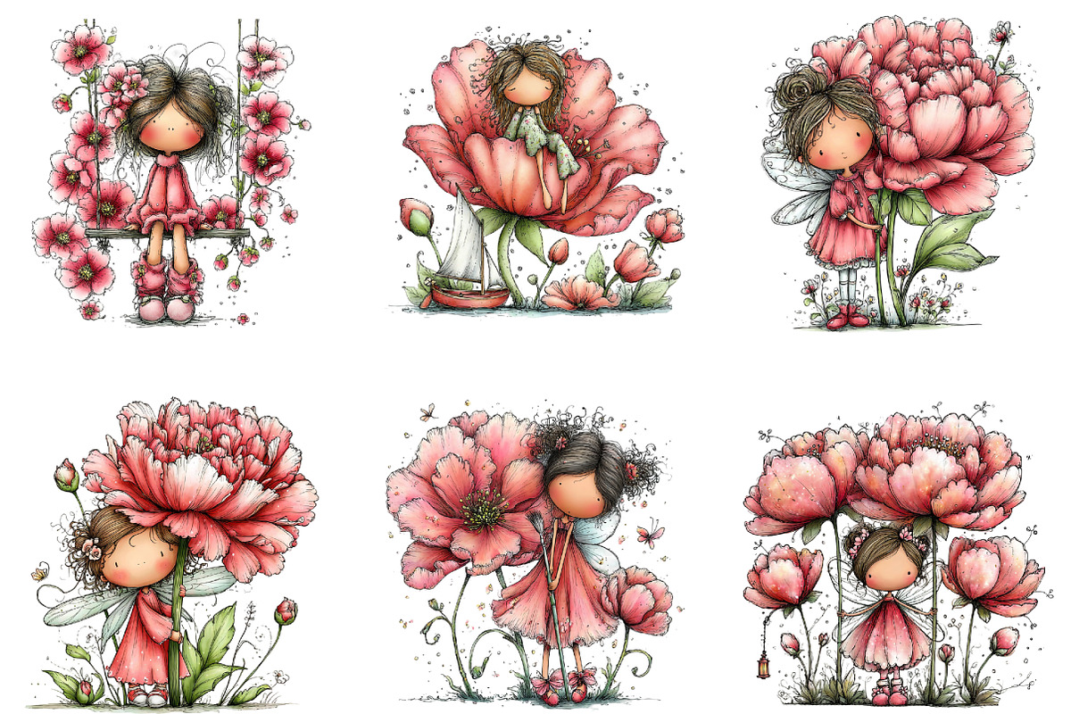 Spring Fairy Peony Clipart, an Illustration by CraftArtStudio (Photo 4 of 6)