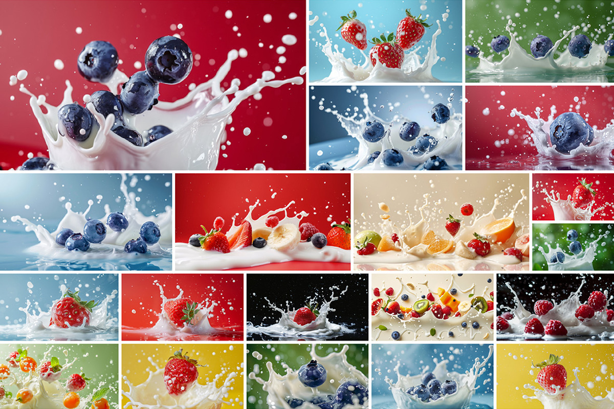 102 Fruits & berries milk splashes, a Food & Drink Photo by Handmadefont (Photo 7 of 16)