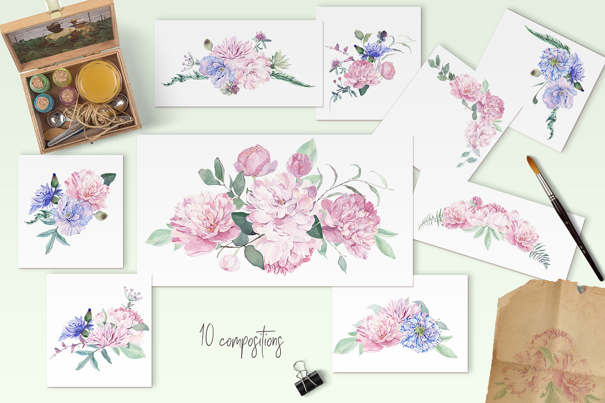 Chic Watercolor Floral Collection, an Illustration by ColorfulNest (Photo 3 of 13)