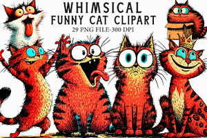 Funny Cat Clipart, an Illustration by Libby Wishes