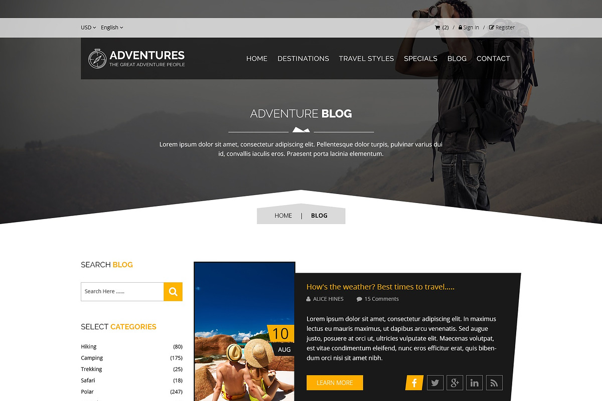 Adventures and Tour PSD Template, a Websites & App Template by ewises (Photo 11 of 15)