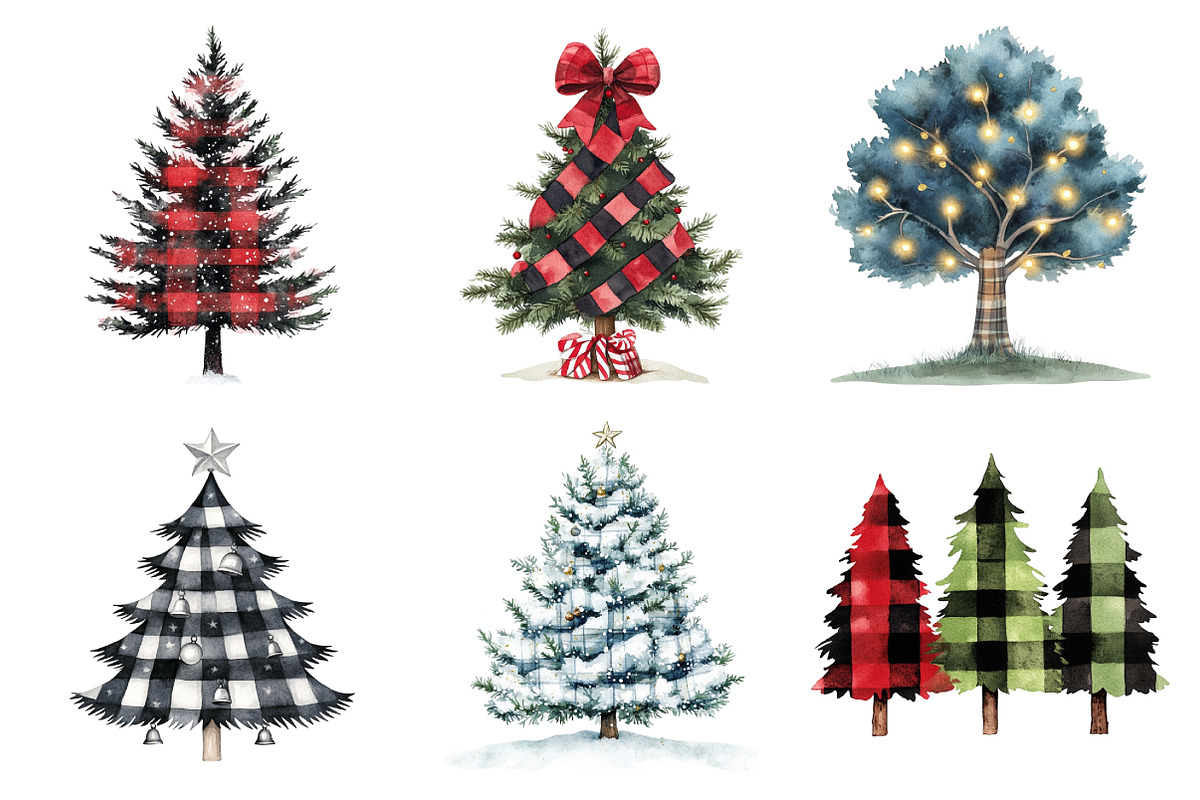 Buffalo Plaid Christmas Tree Clipart, an Illustration by Daily.Designs (Photo 4 of 5)