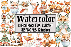 Christmas Fox Clipart, an Illustration by Design Market