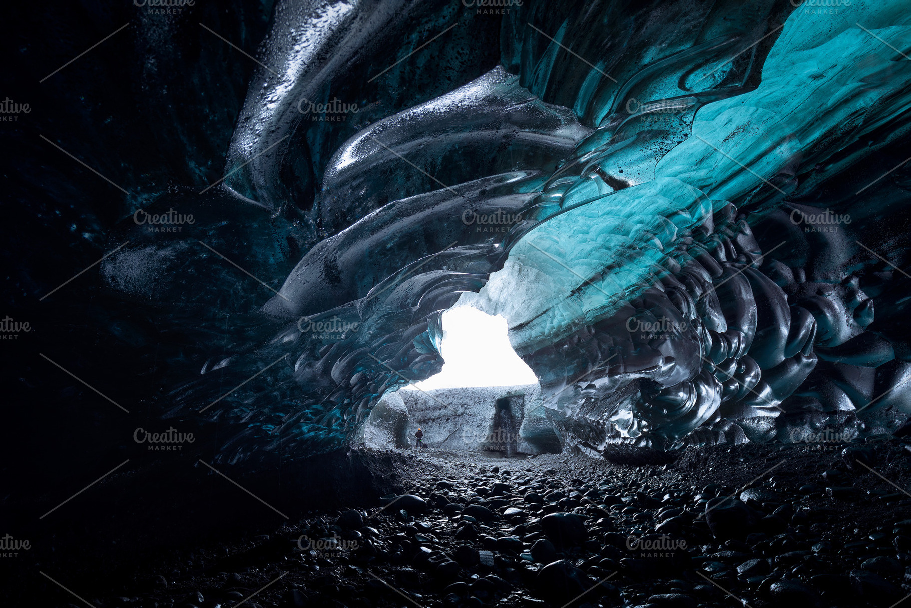 Blue ice cave in vatnajokull glacier featuring ice, cave, and iceland, a Nature Photo by PhotoNature
