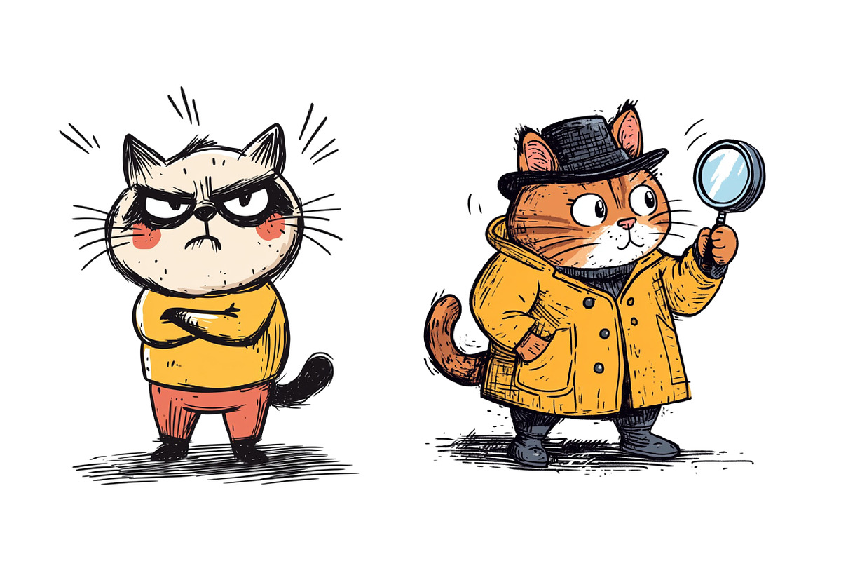 Quirky Funny Cat Clipart, an Illustration by CreationArt (Photo 4 of 4)