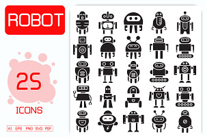 Cute Robot Icons, a Solid Icon by Designfour