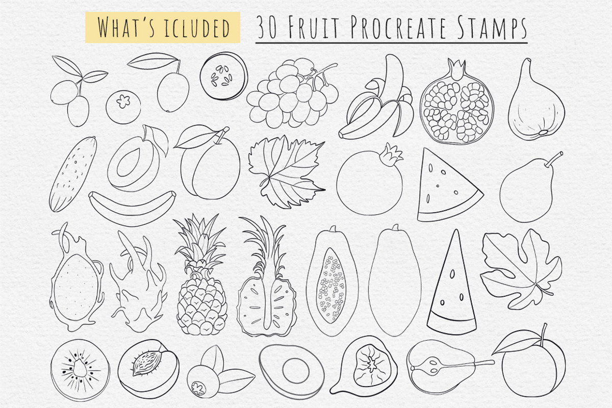 Fruit & Vegetable Procreate Stamps, a Brush Add-On by Mari_Caliart (Photo 2 of 10)