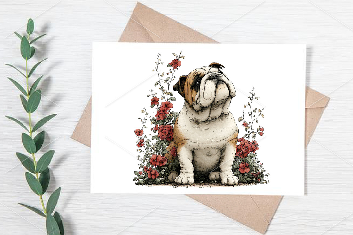 Whimsical Dogs Floral Clipart Bundle, a Seasonal Illustration by Canvas Craft (Photo 6 of 7)