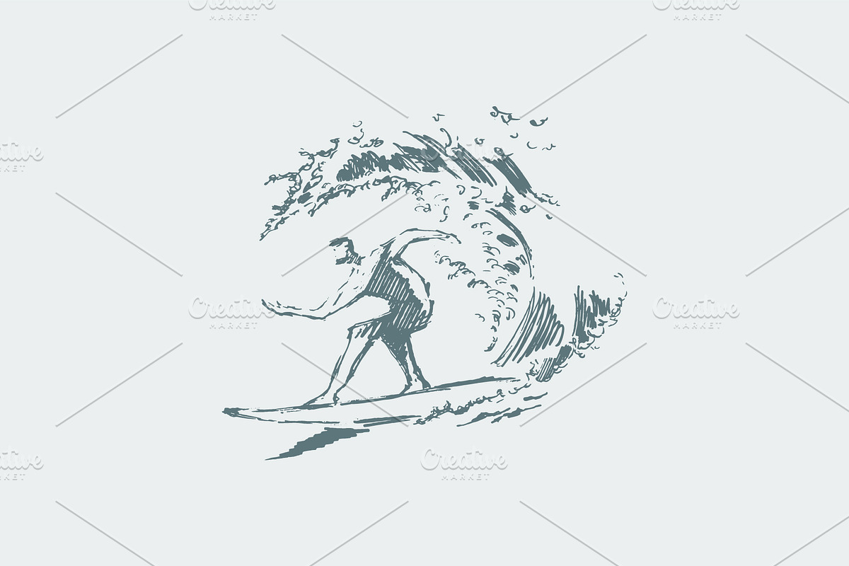 Set of sketches of surfers, a Person Illustration by TheMountBirdStudio (Photo 3 of 7)