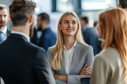 Business professionals talking, a Photo by Pavel_design