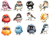 Quirky Whimsical  Birds Clipart, an Illustration by Designworld (Thumbnail 3 of 6)