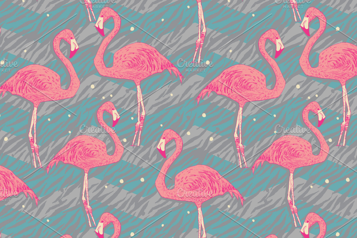 Flamingo patterns set preview 4