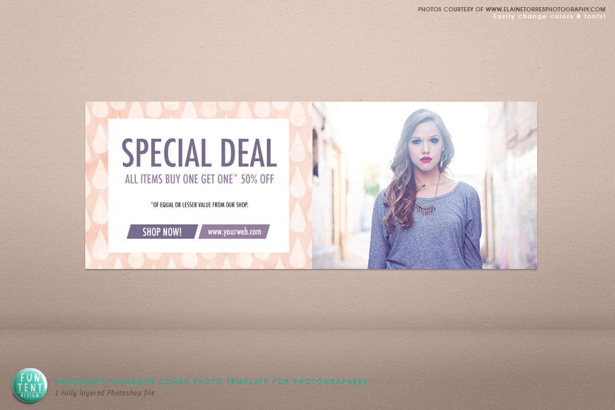 Facebook Timeline Cover Raindrops, a Presentation Template by FUN TENT DESIGN