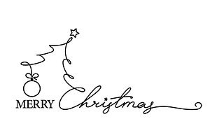 Merry Christmas card with lettering, a Decorative Illustration by Valenty
