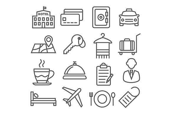Hotel Line Icons