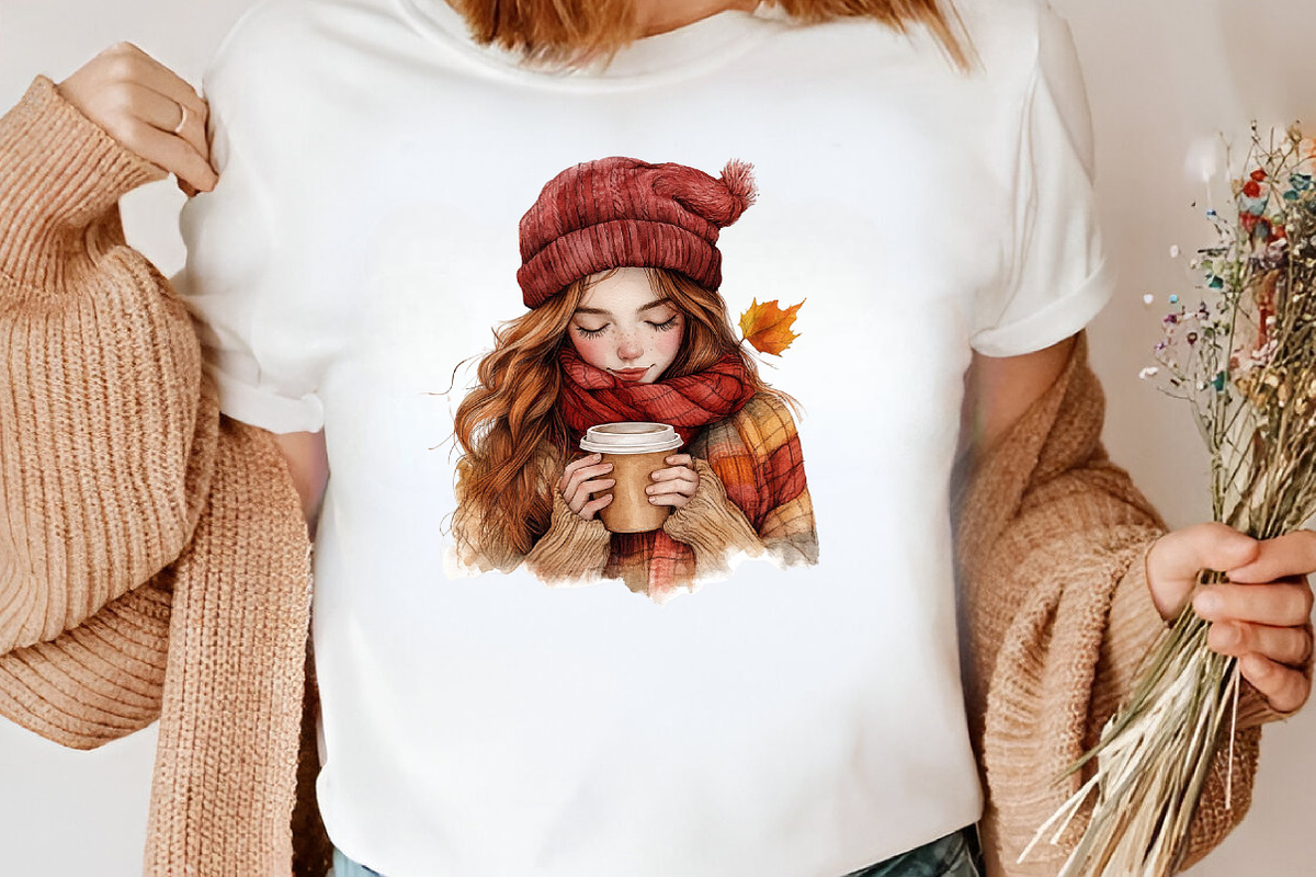 Autumn Coffee Girl Clipart, an Icon by Canvas Craft (Photo 6 of 7)