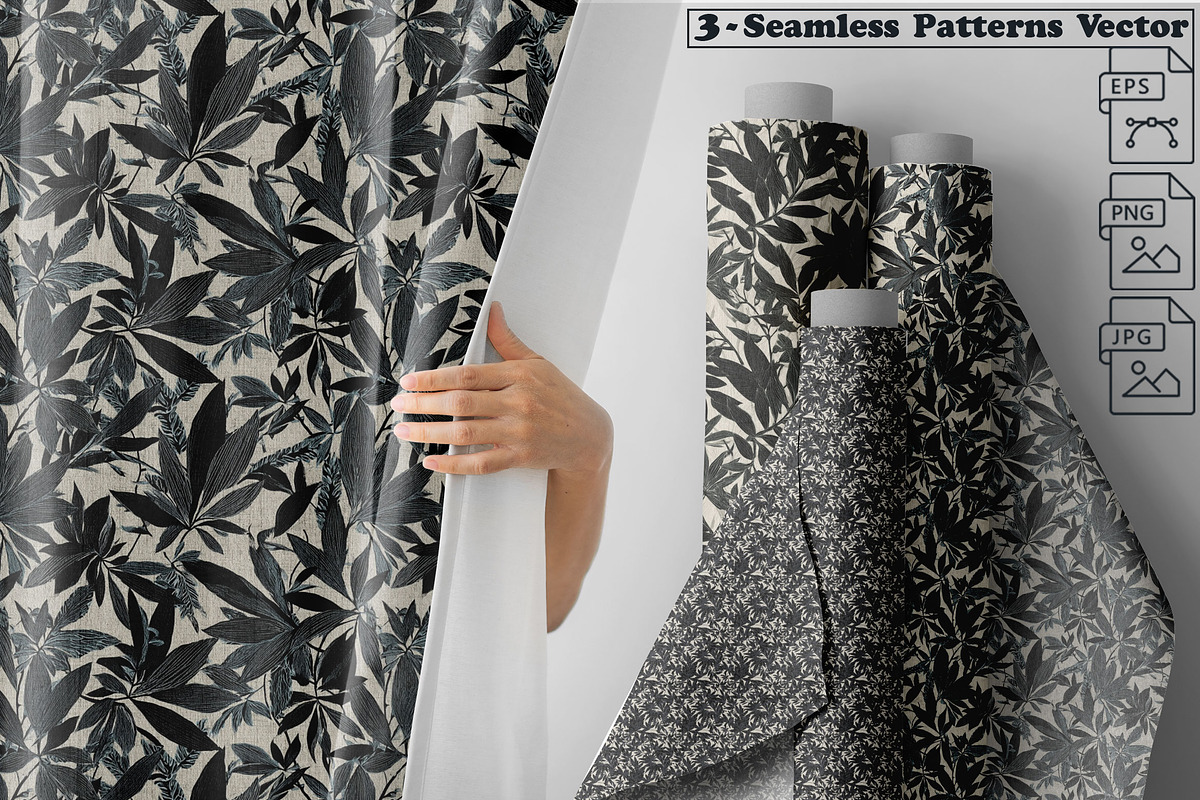 Charcoal Jungle Foliage Patterns, a Pattern Graphic by one-touch (Photo 1 of 9)
