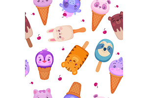 Ice cream animals. frozen cartoon, a Food Illustration by Onyx