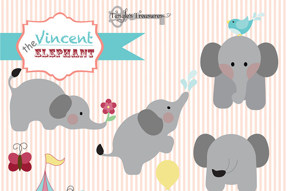 Vincent the Elephant Clipart preview 2