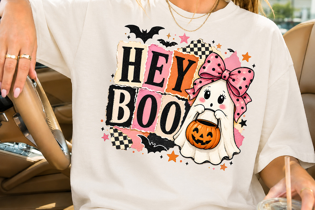 Hey Boo Halloween Sublimation Design, a Seasonal Illustration by Rose Art (Photo 2 of 4)