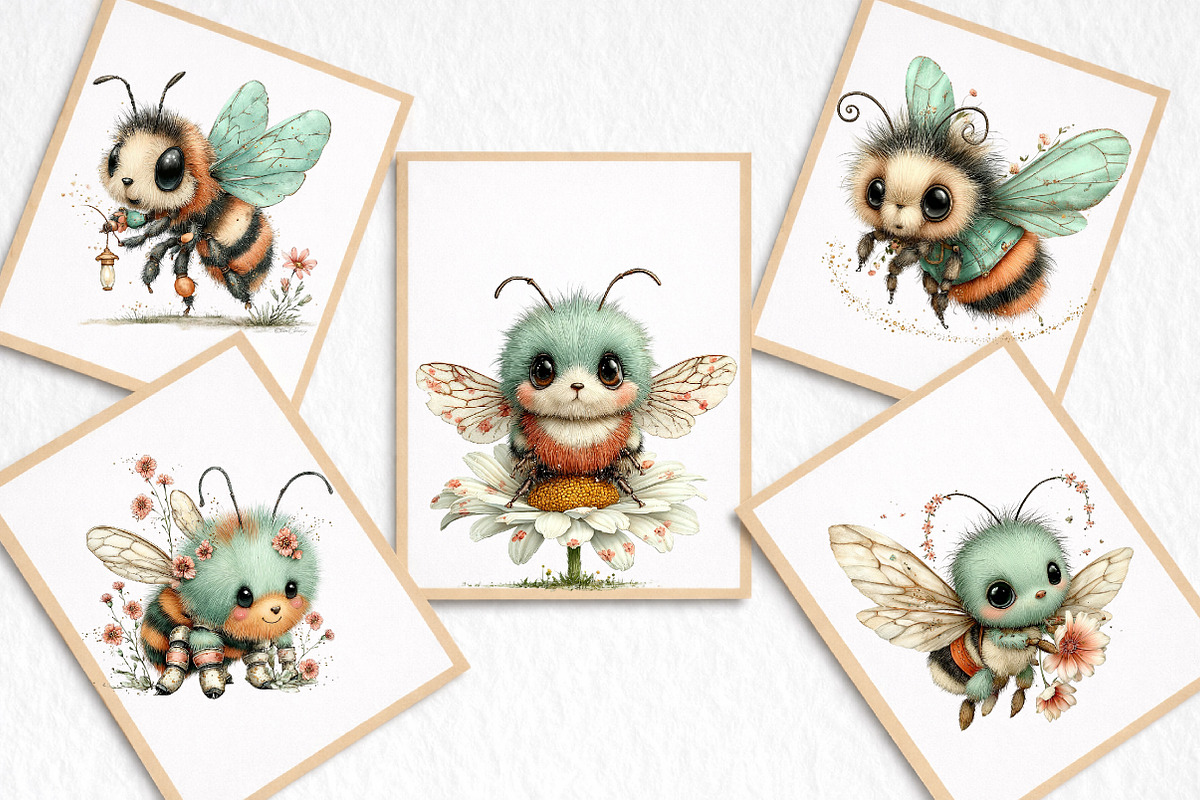 Whimsical Bees Clipart Bundle, an Illustration by DreamArtGraphic (Photo 6 of 8)