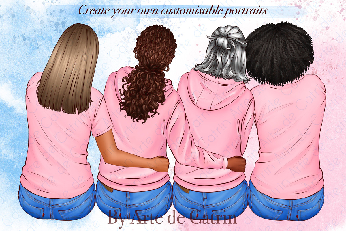 Besties Clipart, Best Friends Art, a Person Illustration by ArtedeCatrin (Photo 5 of 10)
