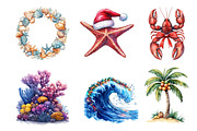 Watercolor Coastal Christmas Clipart, an Illustration by Dream Creation (Thumbnail 5 of 5)