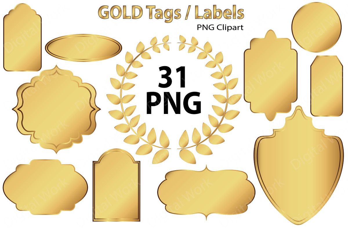 Gold Clip Art - Tags / Labels, an Object Graphic by Leska's Digitals