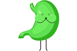 Stomach nausea vector cute sick, a Healthcare Illustration by SiberianArt