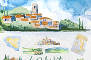 Watercolor La Dolce Vita Clipart, an Education Illustration by ArtCreationsDesign (Thumbnail 2 of 12)