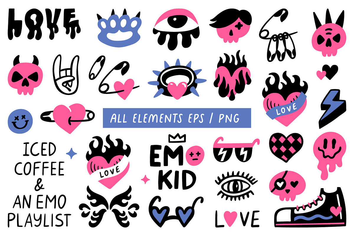 Emo / Punk / Rock collection, an Object Illustration by piyacler (Photo 3 of 7)