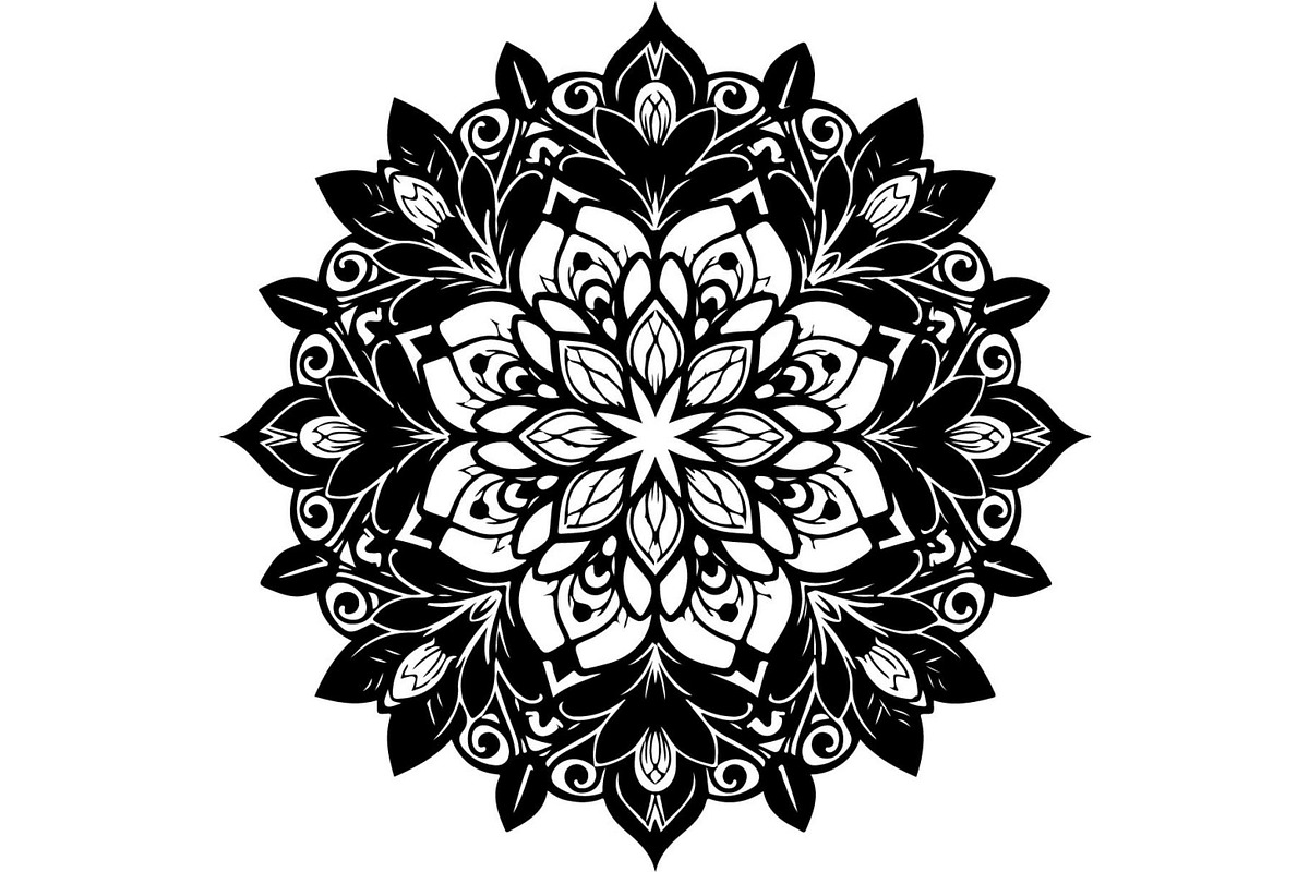 Black Floral Mandala Bundle, an Illustration by Designer_Momina (Photo 8 of 20)