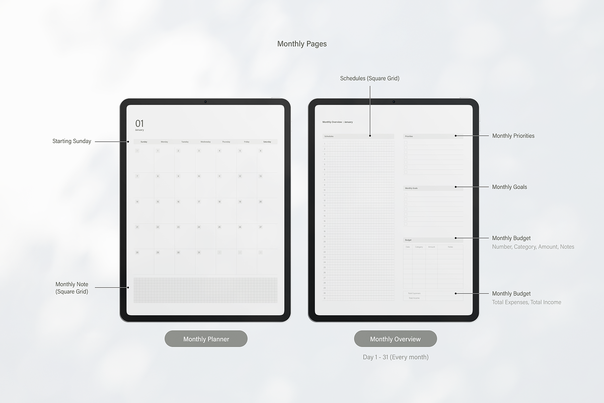 Digital Planner 2024 | White, an App Template by SydneyYeom (Photo 3 of 11)